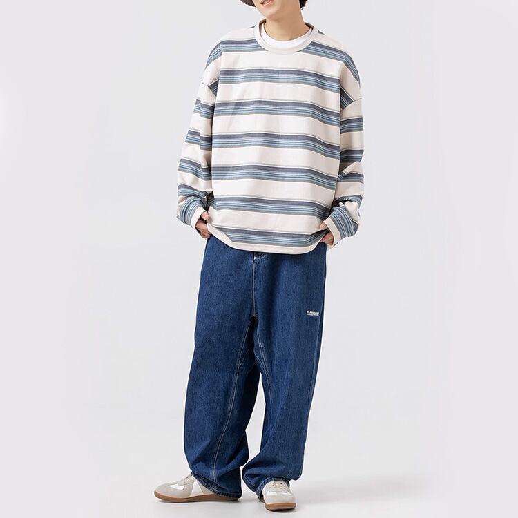 ★COLOR CONTRAST STRIPED ROUND NECK T(unisex)　　　A0791