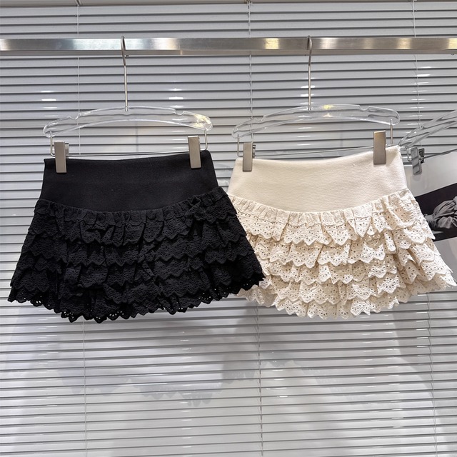 【bottoms】レースティアードスカート Q7455