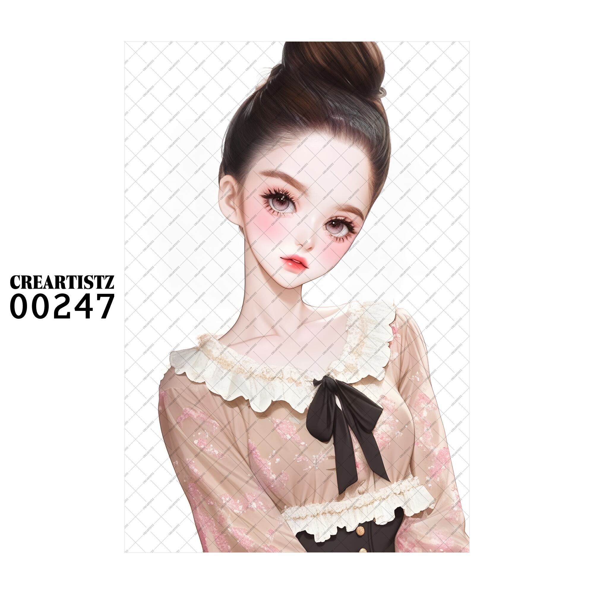 00247 ガール キュート オリジナル ペーパー/ステッカー 4枚セット CREARTISTZ