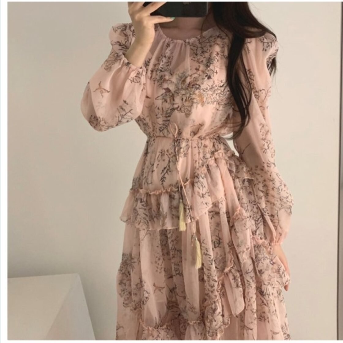 花柄 ロングワンピース 長袖 ワンピース レディース 40代 秋服 きれい  