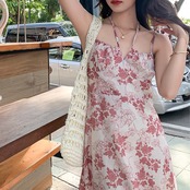 Chiffon Floral Long Dress 5093