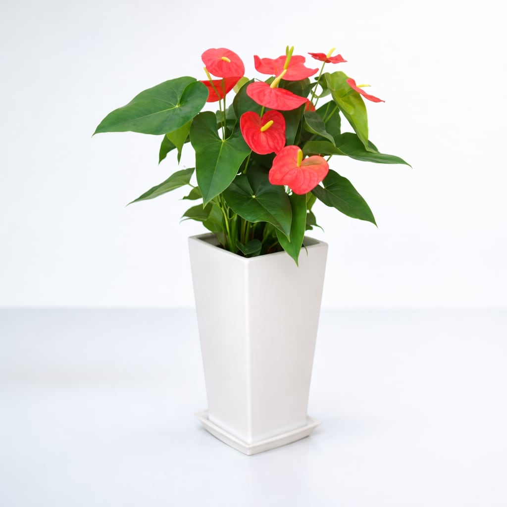 【お祝い・インテリア用】アンスリウム 8号 陶器 レッド