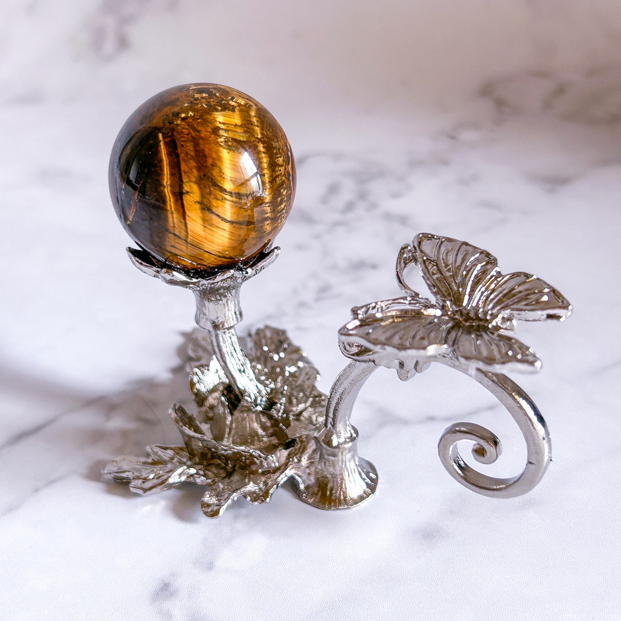 蝶々とお花のスフィアスタンド/シルバー