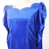 フラダンス 衣装 ワンピース ドレス ブルー系 カパリリ ベロア 光沢 ハワイアン Kapalili レッスン 練習 フラ ダンス 高級感 長袖 華やか 鮮やか 大人っぽい 無地 シンプル 青 フレア アロハ 上品 おしゃれ フェスティバル パーティー アウトドアイベント ゴージャス レディース フラダンスレッスン