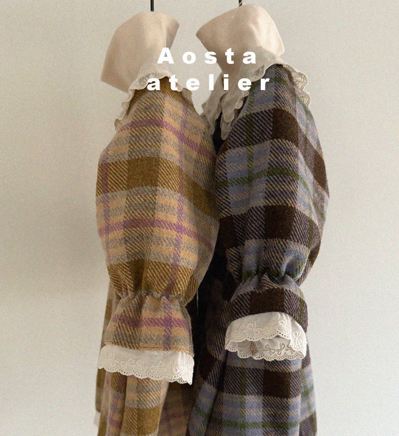 [取寄]送料無料11/10(日)まで Wool Check Dress / aosta TURKY シンプルデザインのナチュラル韓国子供服