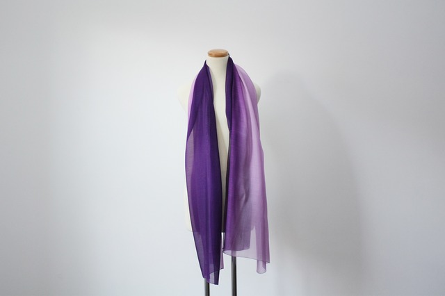【オーダーメード】絹ショール　紫×薄紫