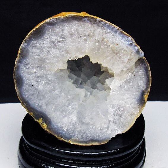 1.1Kg アゲート ジオード 原石 置物 台座付属 瑪瑙 メノウ 晶洞 一点物 181-4180