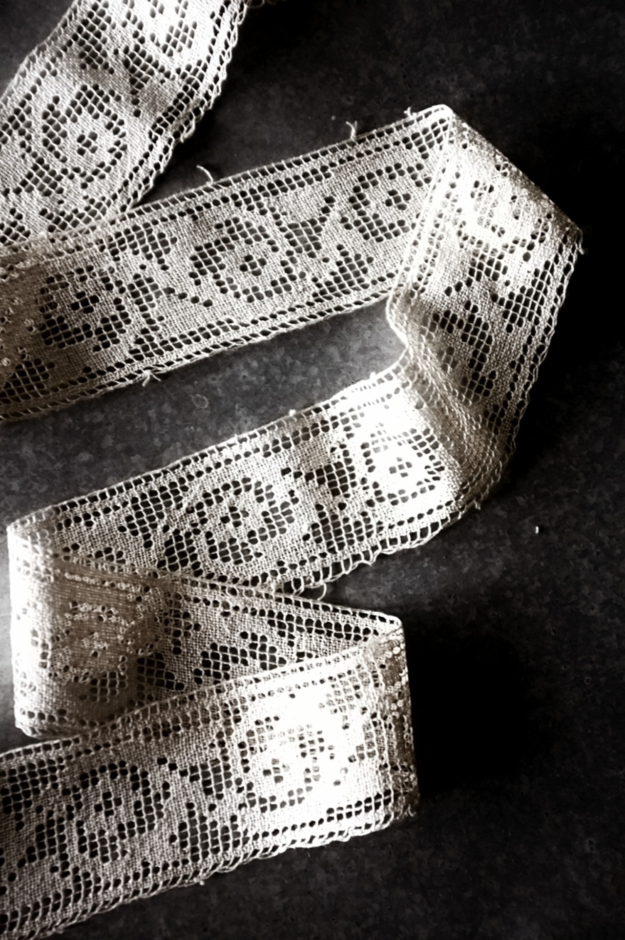 フランス 1900s 古薔薇の行進とハンドワークフィレレース  100x6c  アンティーク