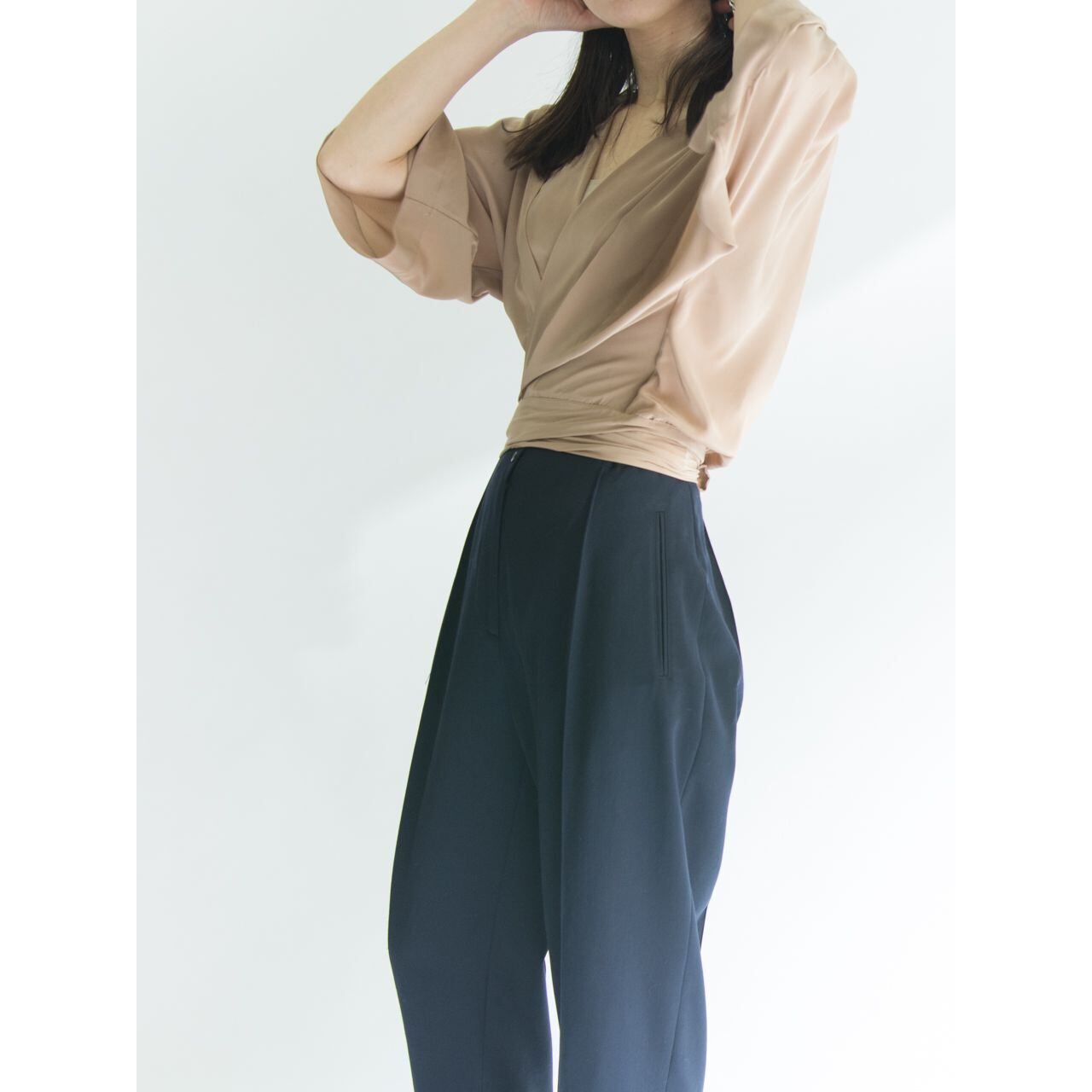 【Made in France】Satin design blouse（フランス製 サテン デザインブラウス カシュクール）1d