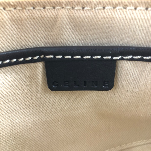CELINE セリーヌ マカダム ハンドバッグ ホワイト PVC レザー ホーボーバッグ ミニバッグ vintage ヴィンテージ オールド dn6mmt