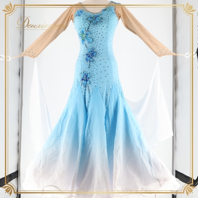 社交ダンス 衣装 スタンダードドレス ワンピース ドレス スタンダード 水色 フロート レース デモ 競技 ダンス パーティ 発表会 白 グラデーション Leirena レイリーナ ブルー系 ホワイト系 フリル 可愛い エレガント スタイリッシュ 青色 発表会用 社交ダンス 衣装 スタンダードドレス ワンピース ドレス スタンダード 水色 フロート レース デモ 競技 ダンス パーティ 発表会 白 グラデーション Leirena レイリーナ ブルー系 ホワイト系 フリル 可愛い エレガント スタイリッシュ 青色 発表会用