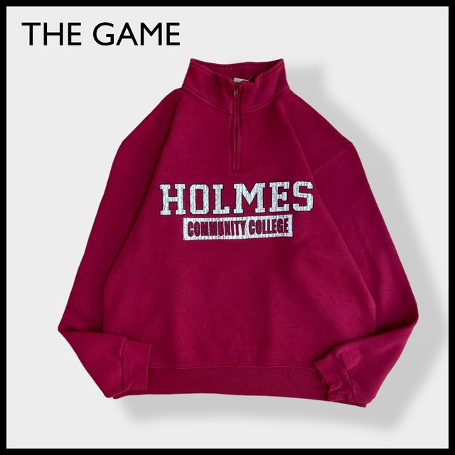 【the game】カレッジロゴ ホルムズ・コミュニティ大学 HOLMES COMMUNITY COLLEGE ハーフジップ スウェット プルオーバー プリントL US古着