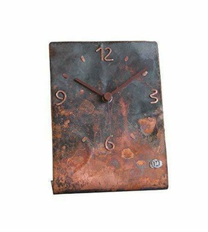 インテリア　メタルクロック Copper Table Clock 9-inch - Rectangle Decorative Rustic Metal Original -