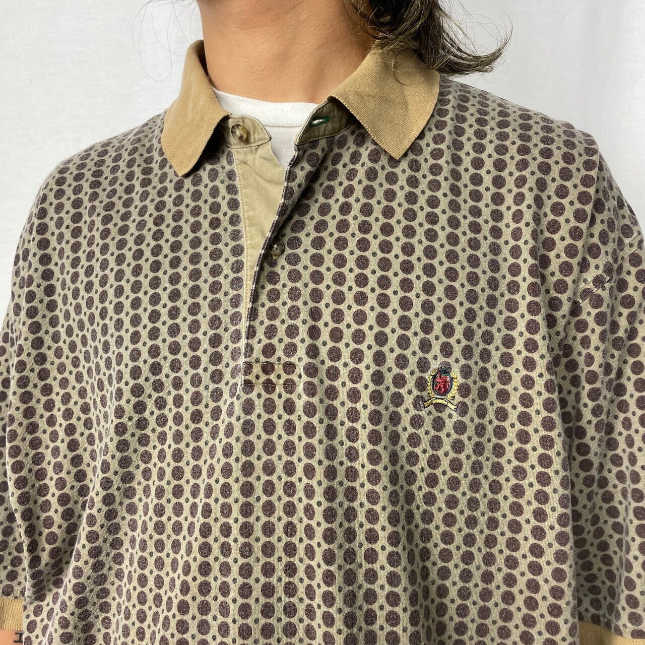 90年代 TOMMY HILFIGER トミーヒルフィガー ポロシャツ 総柄