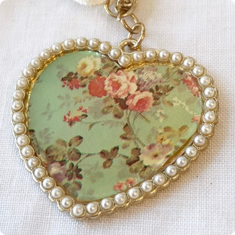 フランスヴィンテージ ネックレス ｜花柄 ハート型 ゴールド レトロ