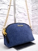美品◆miu miu ミュウミュウ MADRAS マドラス クロスボディ デニム チェーンショルダー バッグ ポシェット ポーチ 紺金◆ ヘビロテモデル♪