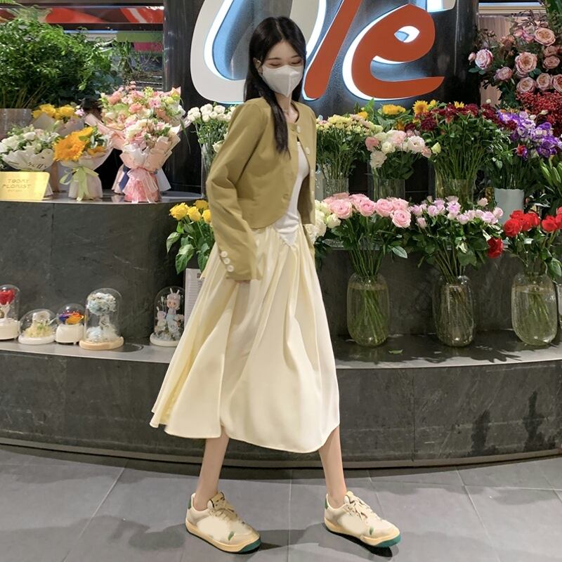 ドレス スプリングオータムロングスカート 春物 秋物 試着室12237997191