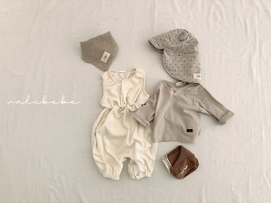 【valu bebe】ソフトパイル地リブオールインワン クリーム 70〜80cm