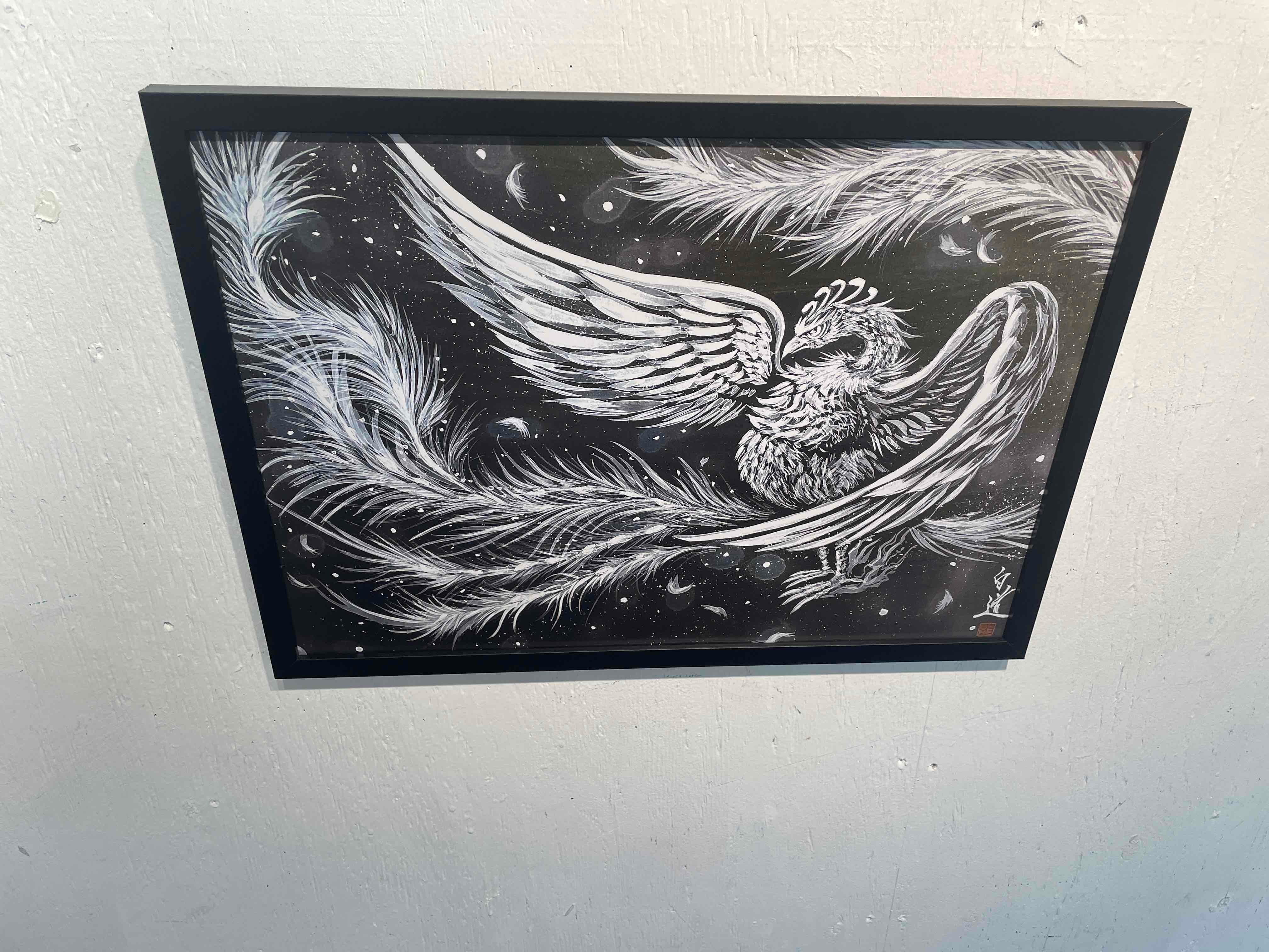 NEW!現代水墨画家 絵師白道 「大宇宙朱雀」13 （複製画） 鳥 朱雀 鳳凰