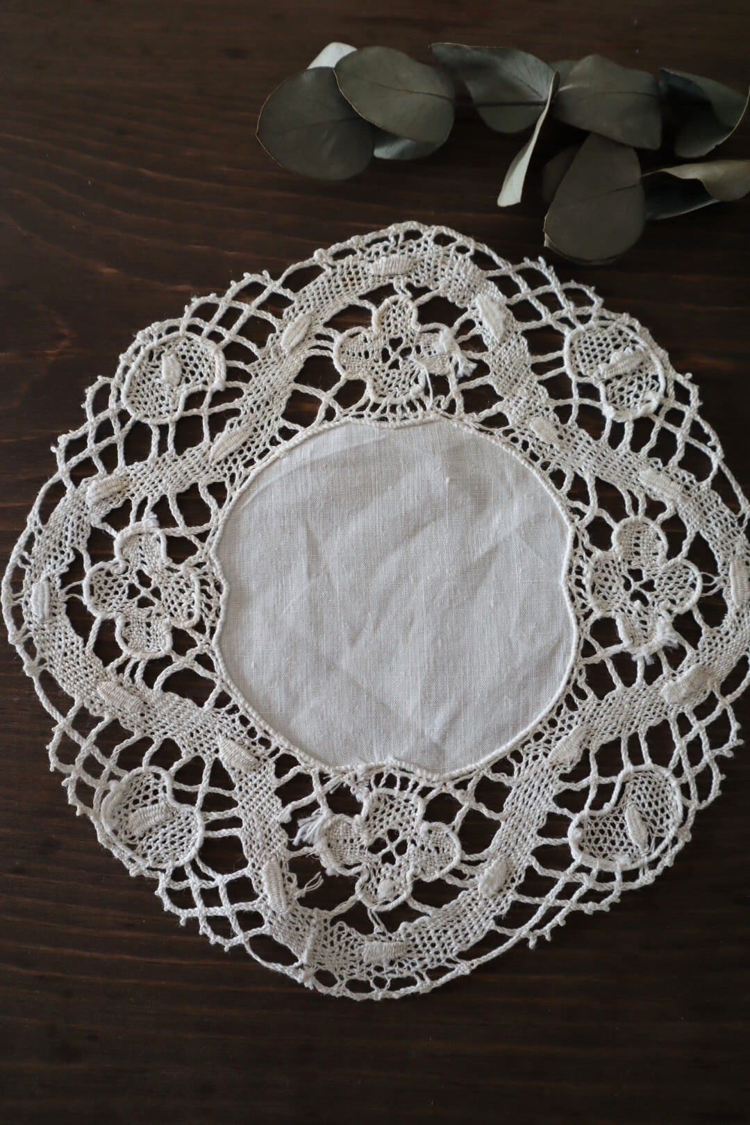 アンティークベルギー フランダースレース ドイリー 透かしクロス格子 2枚セット ドイリー | vmt antique アンティーク雑貨の家