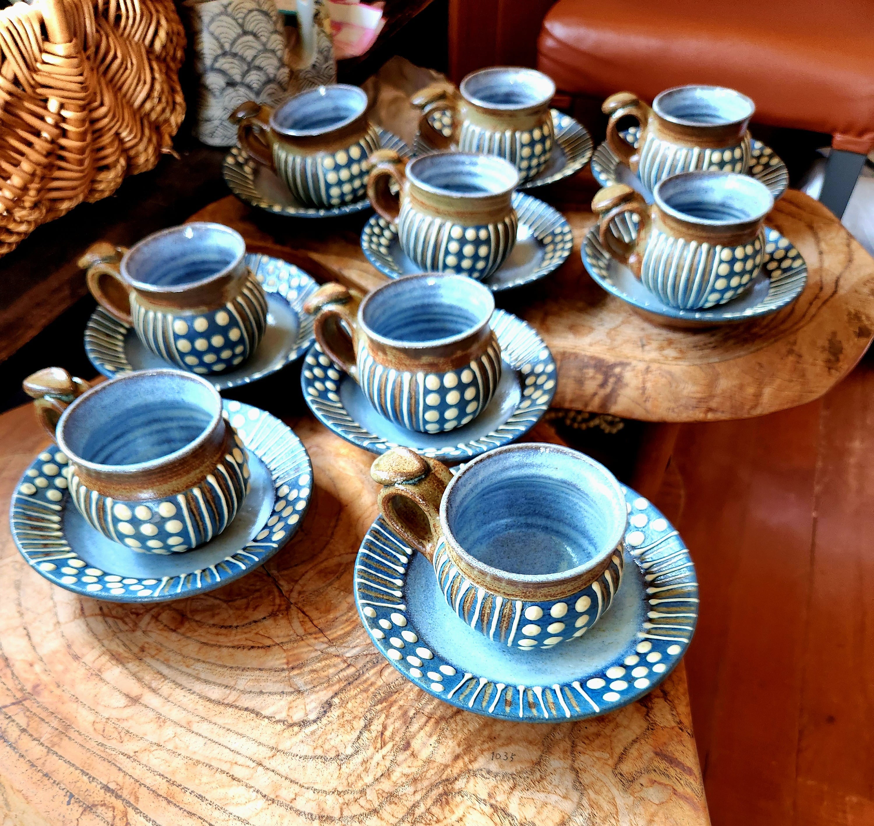 ドットとストライプのコーヒーカップ&ソーサー | 陶芸工房かみや公式