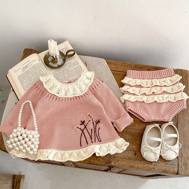 【BABY&KID】春作マルチフリル編み込みトップス&パンツ