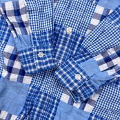 90s McGREGOR マックレガー パッチワーク 長袖シャツ M/ブルー メンズ ビンテージ
