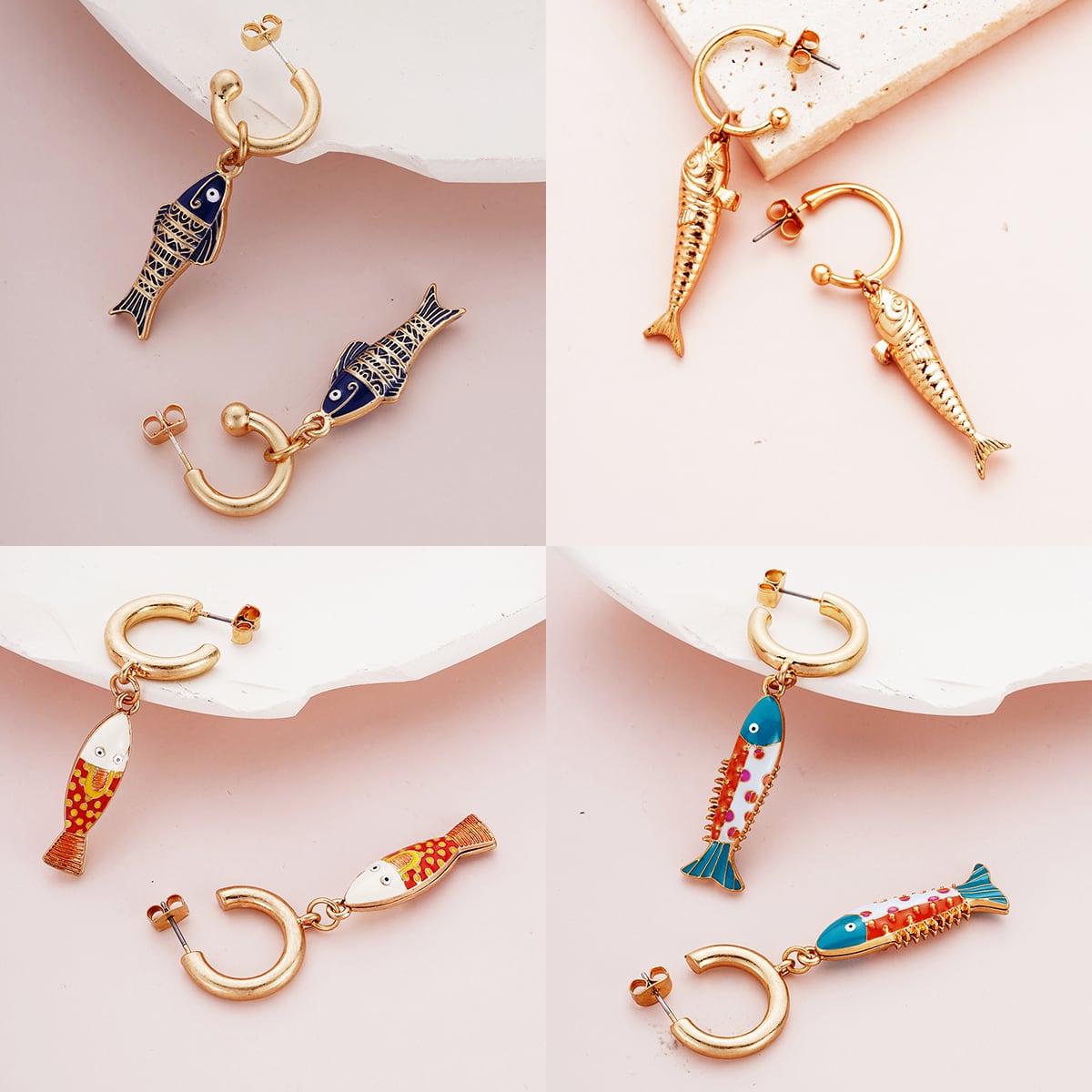 ピアス レディース スタッドピアス フィッシュ 魚 釣りガール リングモチーフ