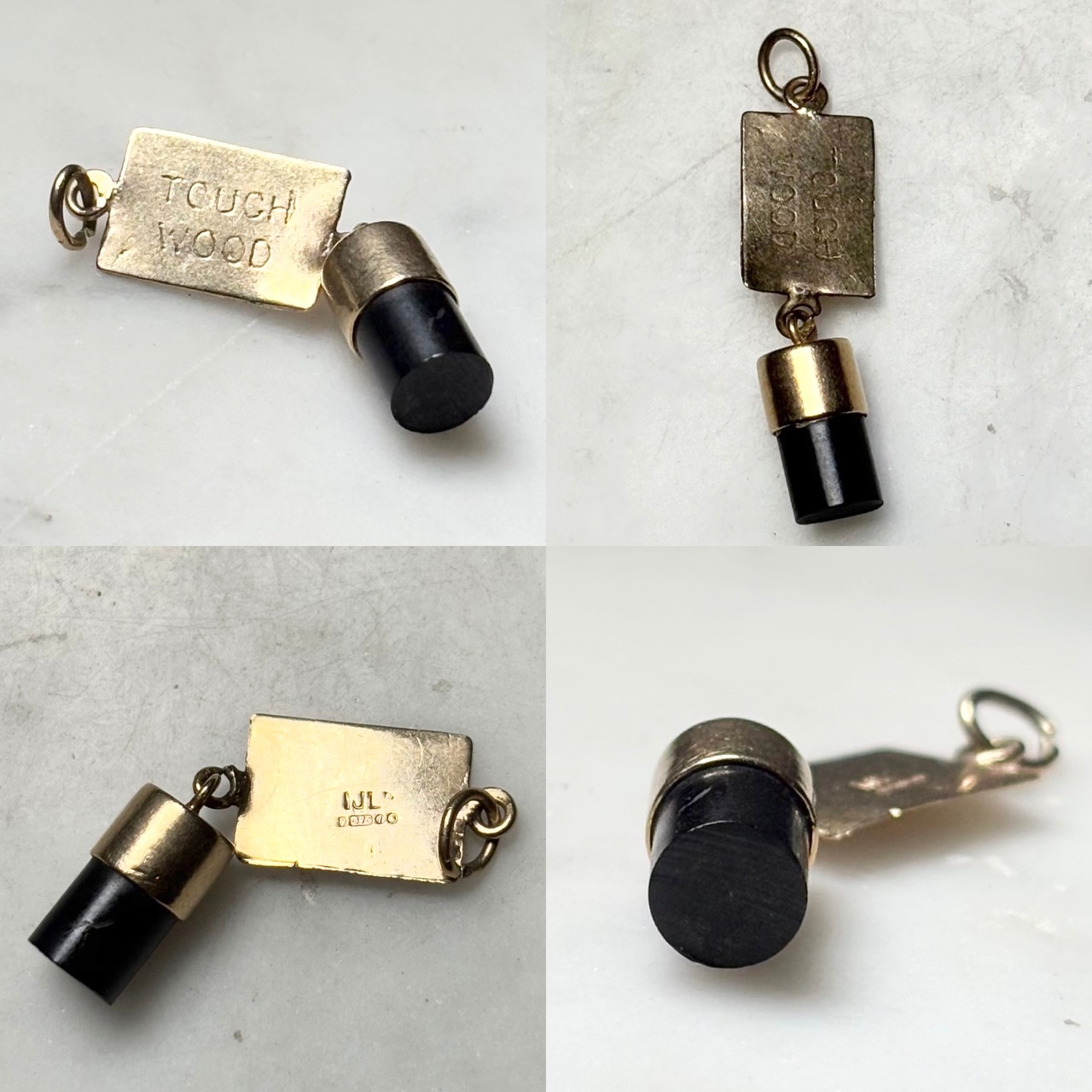 antique 9ct gold “TOUCH WOOD” charm