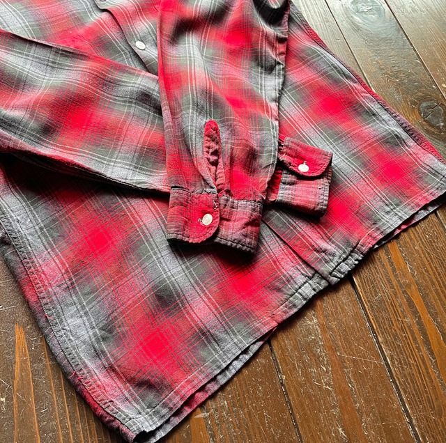 60s SEARS Ombred check Rayon Long Sleeve Shirt Size15 - 15H | Rassic
