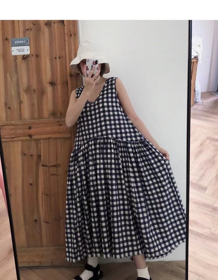 ギンガムチェックタンクワンピース　AJ22008-9910