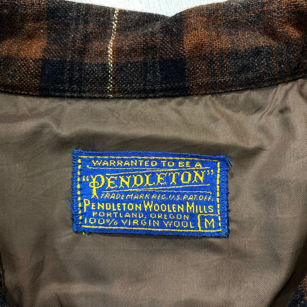 50年代 ビンテージ USA製 PENDLETON ペンドルトン ボードシャツ ボックスシャツ ウールシャツ チェック柄 オープンカラー  ウールボックスシャツ メンズM 50S ヴィンテージ 古着　ブラウン【長袖シャツ】【VTG】 | cave 古着屋【公式】古着通販サイト