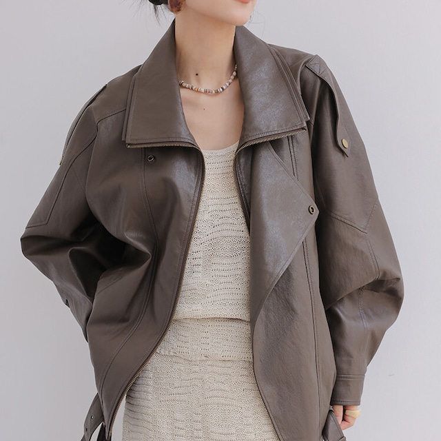 オーバーサイズ フェイクレザー ジャケット　1col　H10604