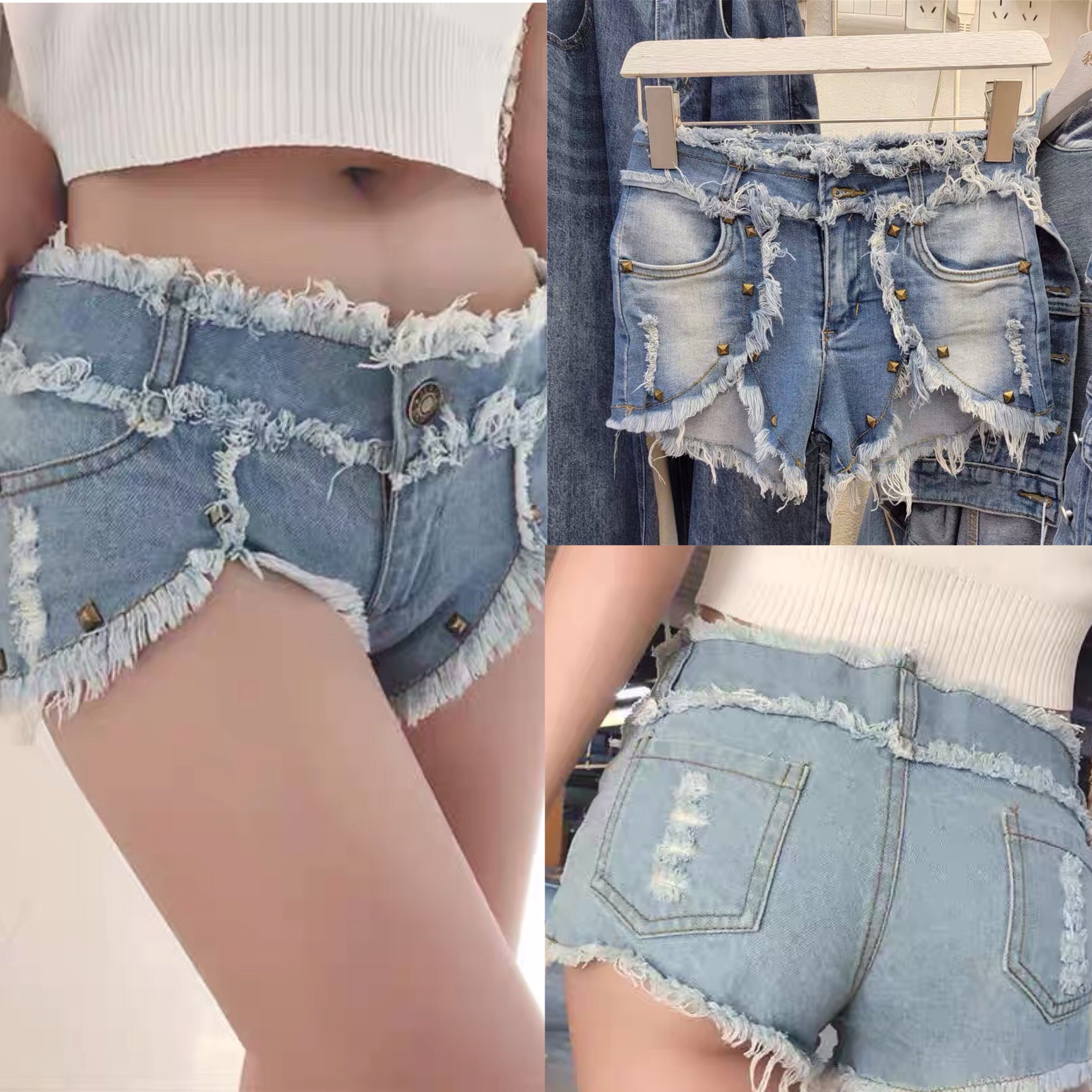 短パン デニム ショートパンツ ダメージ クラブ 海 ペイント スカート