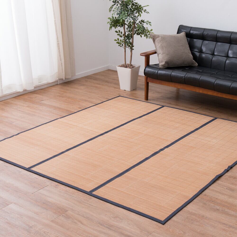 竹ラグ 竹マット ラグマット 接触冷感のひんやり竹ラグ イエロ 120