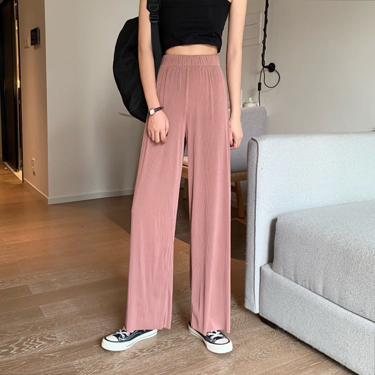 アイスシルクワイドレッグパンツレディースハイウエストドレープ2020年夏新バージョンブラックルーズストレートカジュアルロングパンツトレンド 1号婦人67595300400