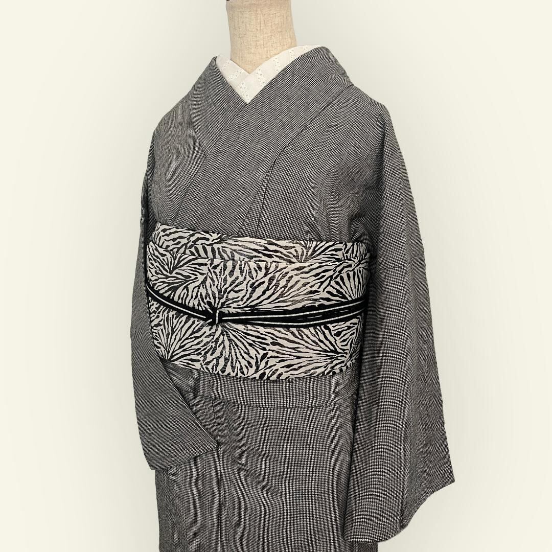 即納品】着物 単衣 一年中着られるシーズンレスきもの 千鳥格子 綿麻 