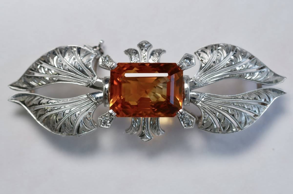 ご専用】英国製 ヴィンテージブローチ シトリンカラー 他 K14 WG