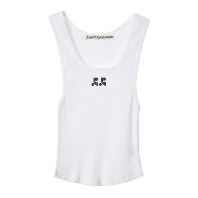 [rest & recreation] RR LOGO SHORT TANK TOP - WHITE 正規韓国ブランド 韓国ファッション 韓国代行 レストアンドレクリエーション restrecreation 日本 店舗