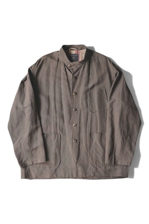 "ARNYS PARIS" Silk Linen Forestière Jacket Made in FRANCE — Solid Brown / Striped Linen Half Lining