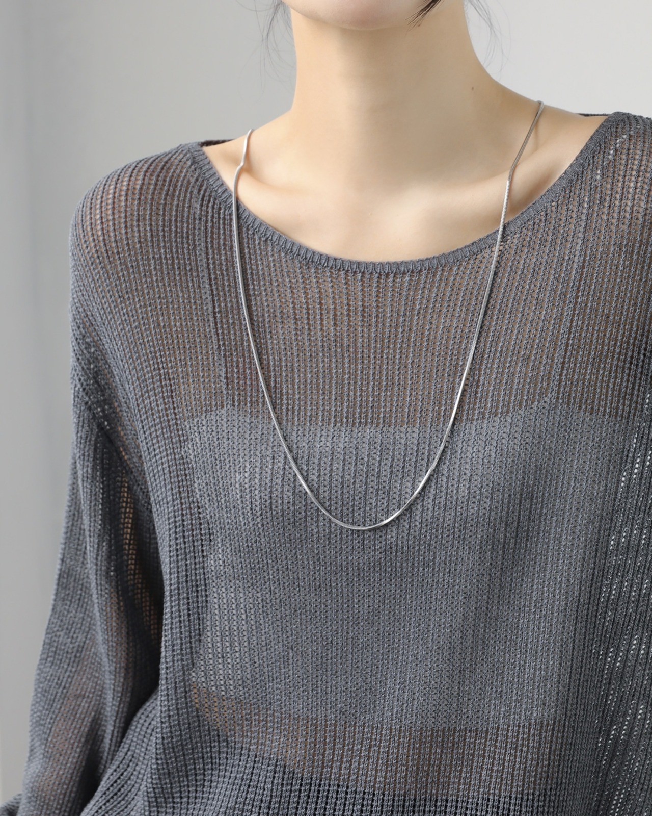 Oversized drop shoulder sheer knit L0147