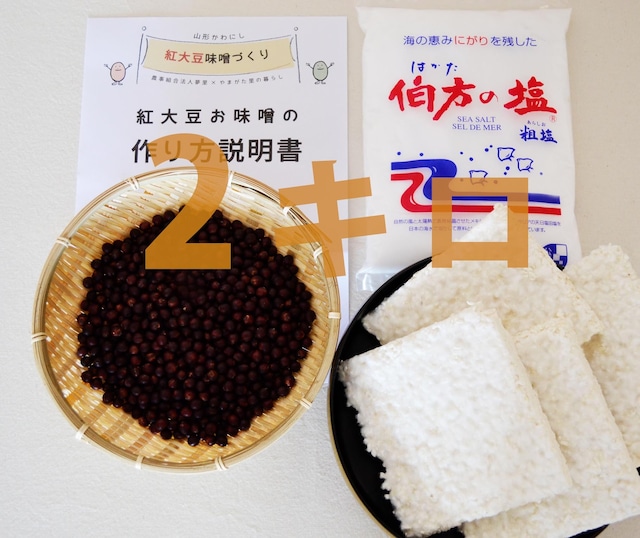 紅大豆味噌づくりキット①【仕上がり1kg、味噌づくり説明書付き】