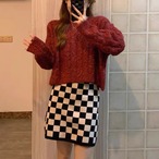 Red Retro Twist-Knit Sweater