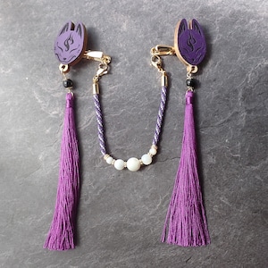 【受注生産】狐面の羽織紐 紫×黒