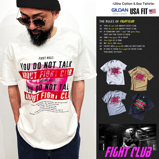 ファイトクラブ 「RULE」 FIGHTCLUB 映画Tシャツ 90s カルトムービー【GILDAN USA】 2000-fightclub-rule