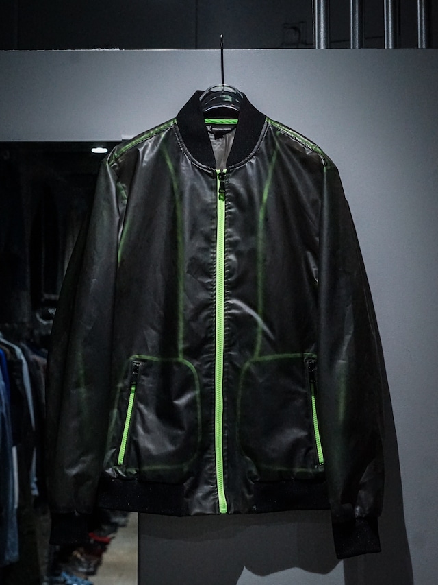 【add (C) vintage】Neon Green Line PVC Zip Up Blouson Jacket