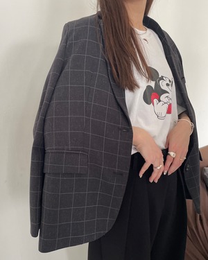 calm relaxed tailored check jacket <3color>