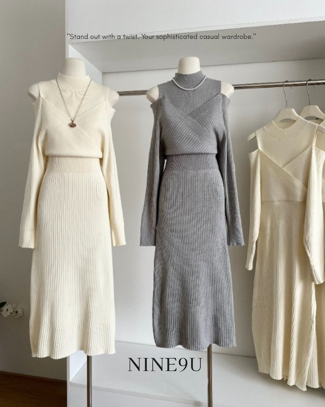 fake layers cutout one-piece 2color【NINE0174】