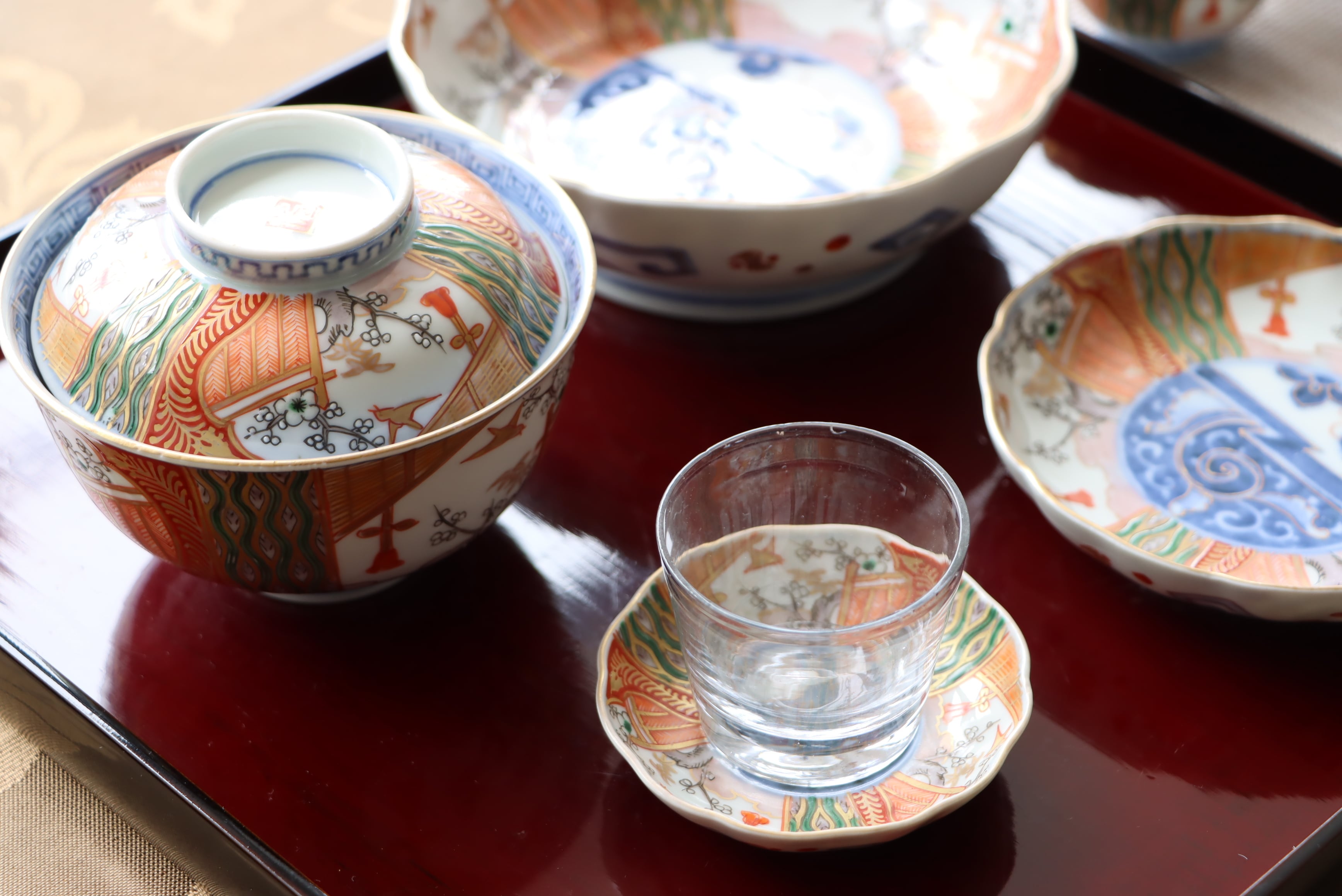 伊万里焼 色絵 花鳥文 蓋茶碗 通りもの/Imari covered bowl | (有)新原美術