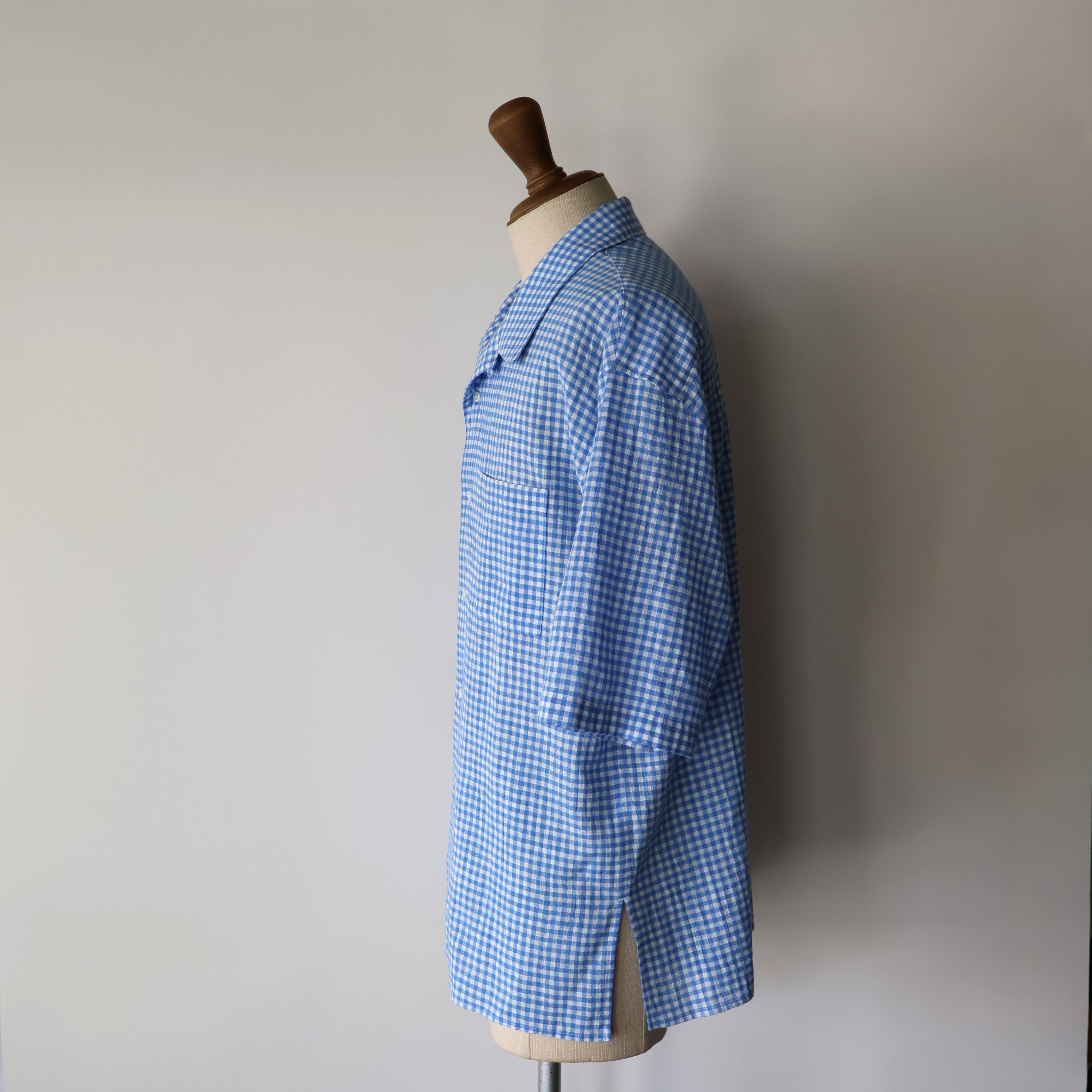 awasa “ open collar s/s check shirt ( Check )” | H.inch